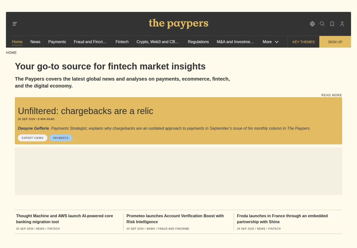 Screenshot of thepaypers.com