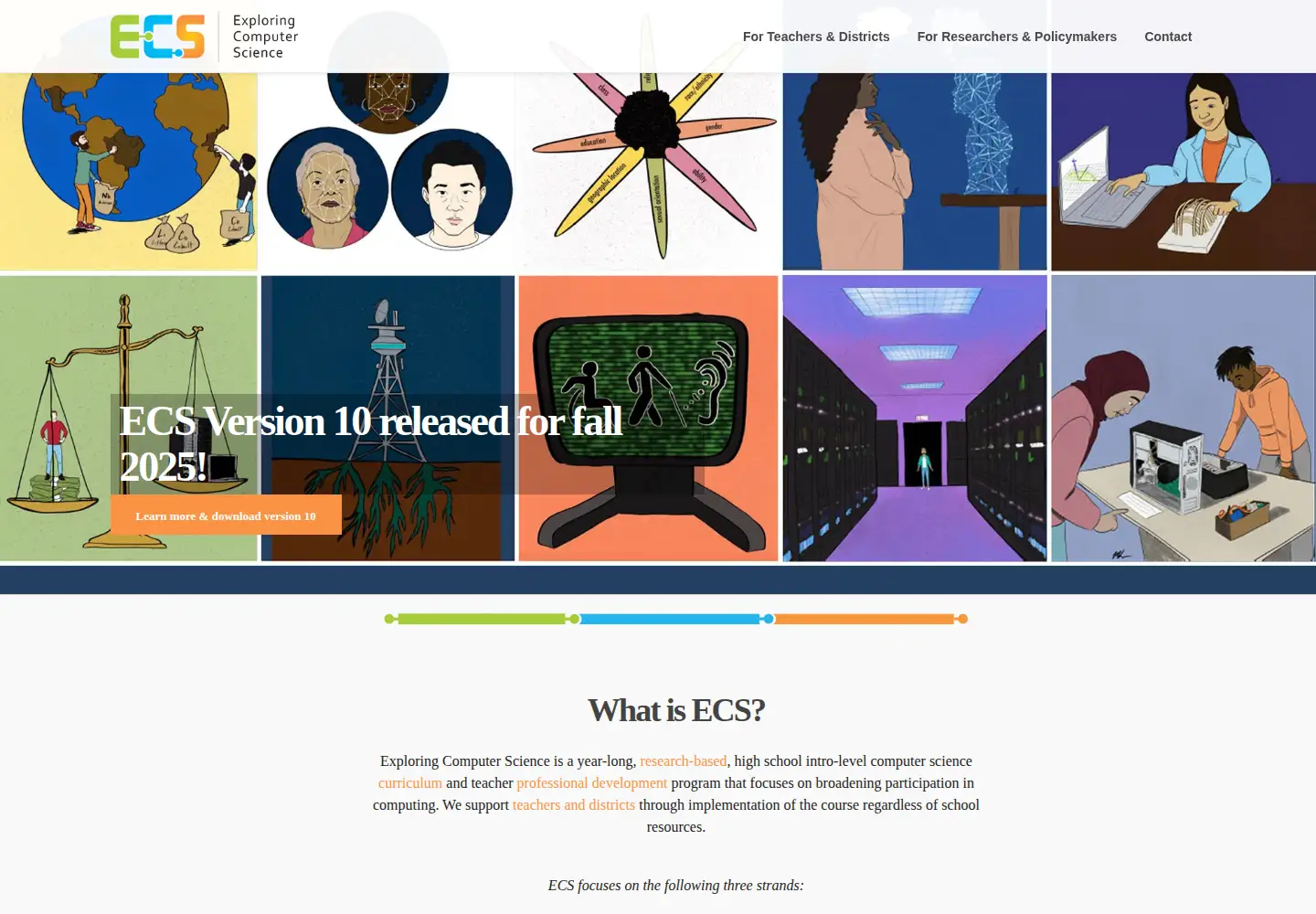 Captured homepage of exploringcs.org in the current scan