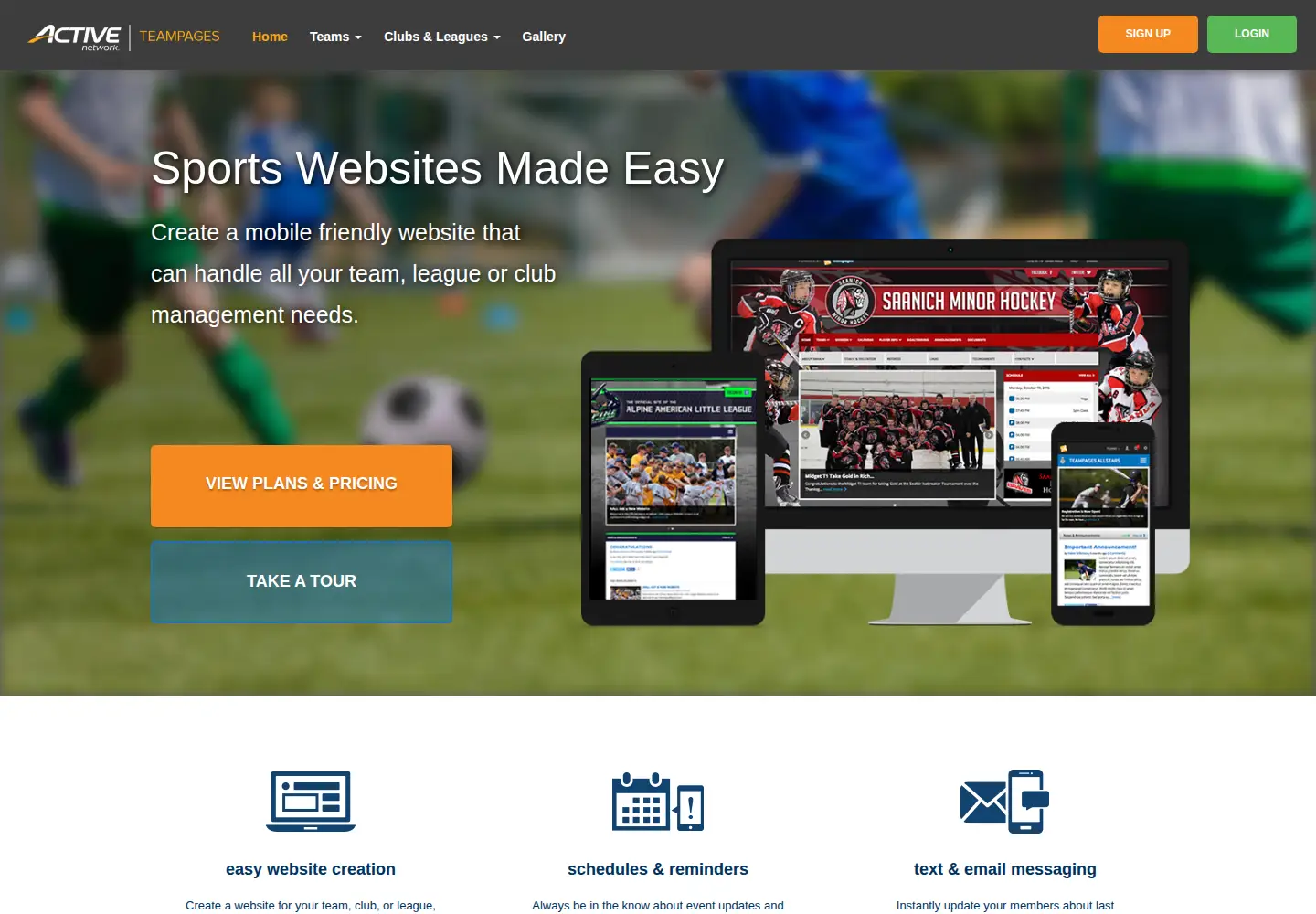 Captured homepage of teampages.com in the current scan