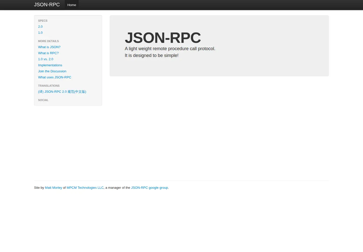 Screenshot of jsonrpc.org