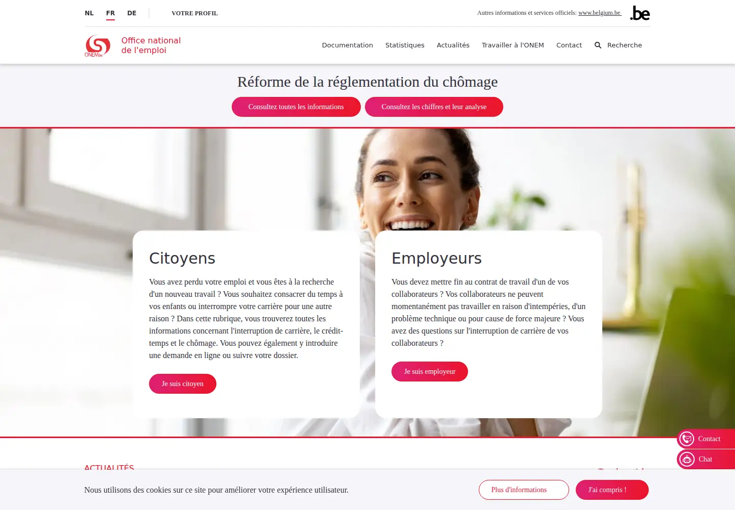 Captured homepage of onem.be in the current scan