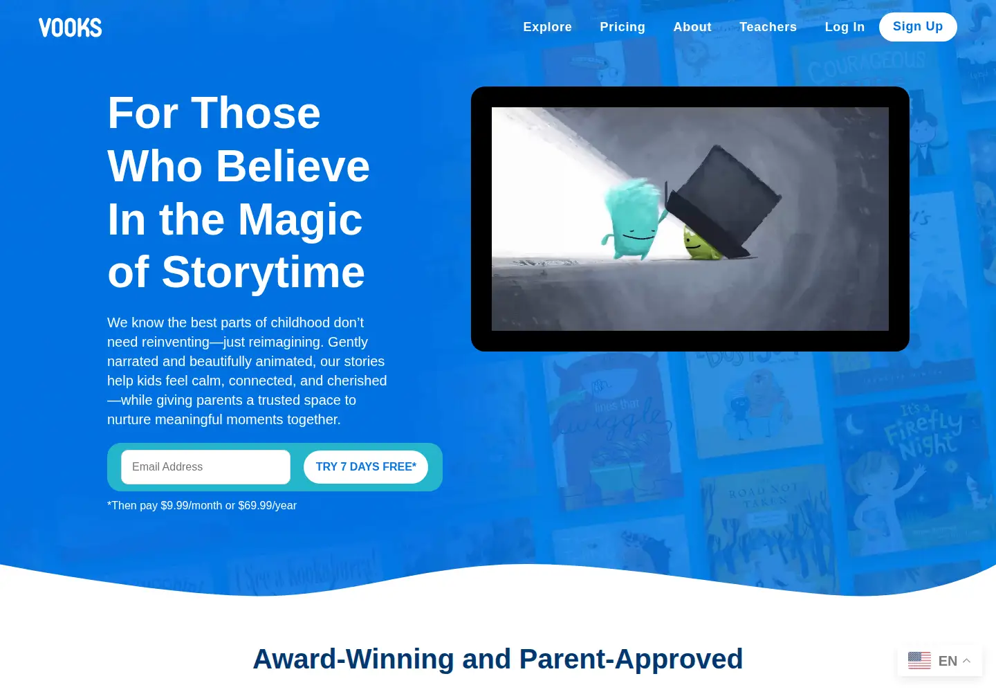 Captured homepage of vooks.com in the current scan