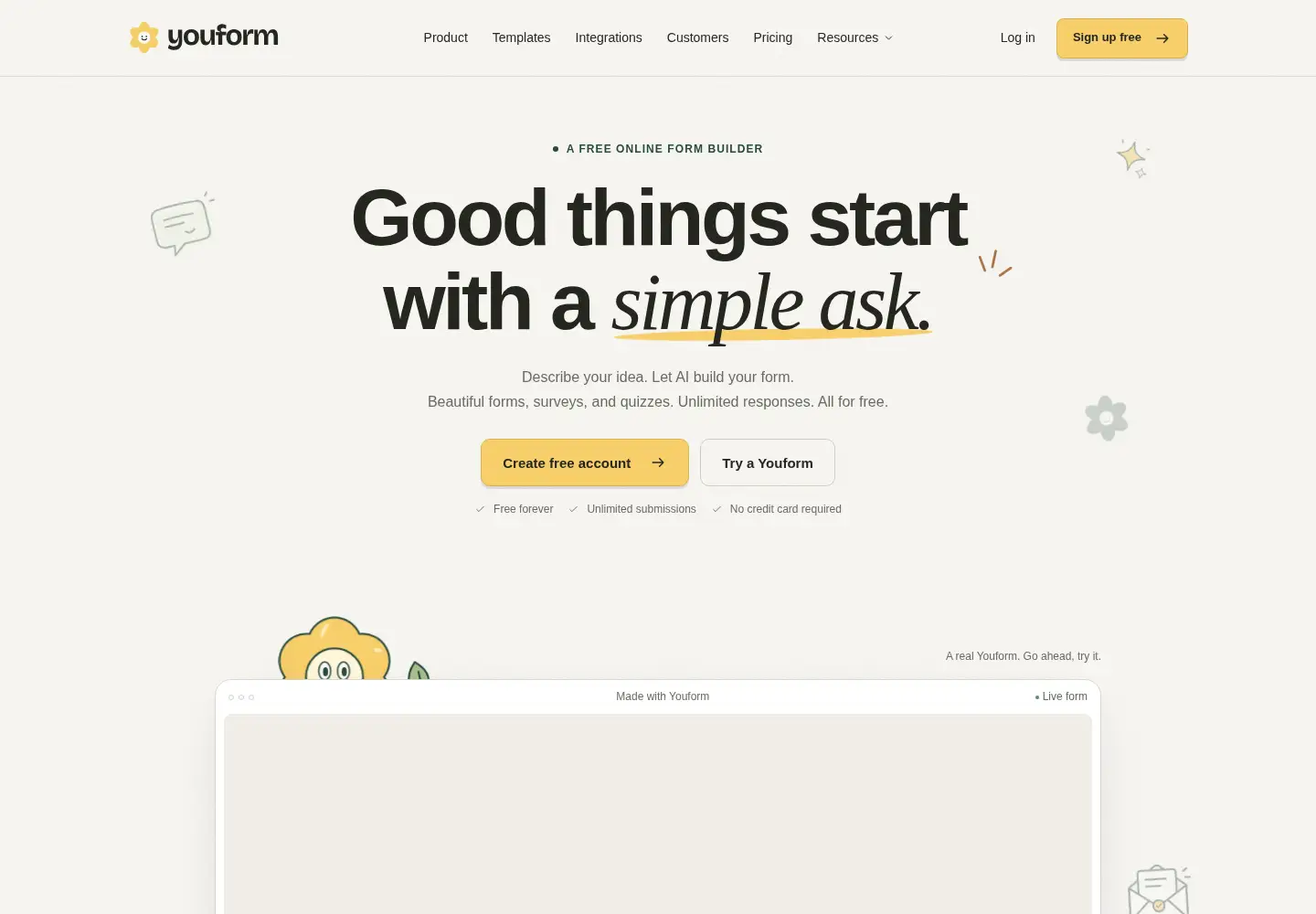Screenshot of youform.com