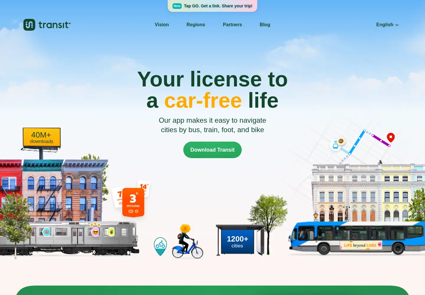 Captured homepage of transit.app in the current scan