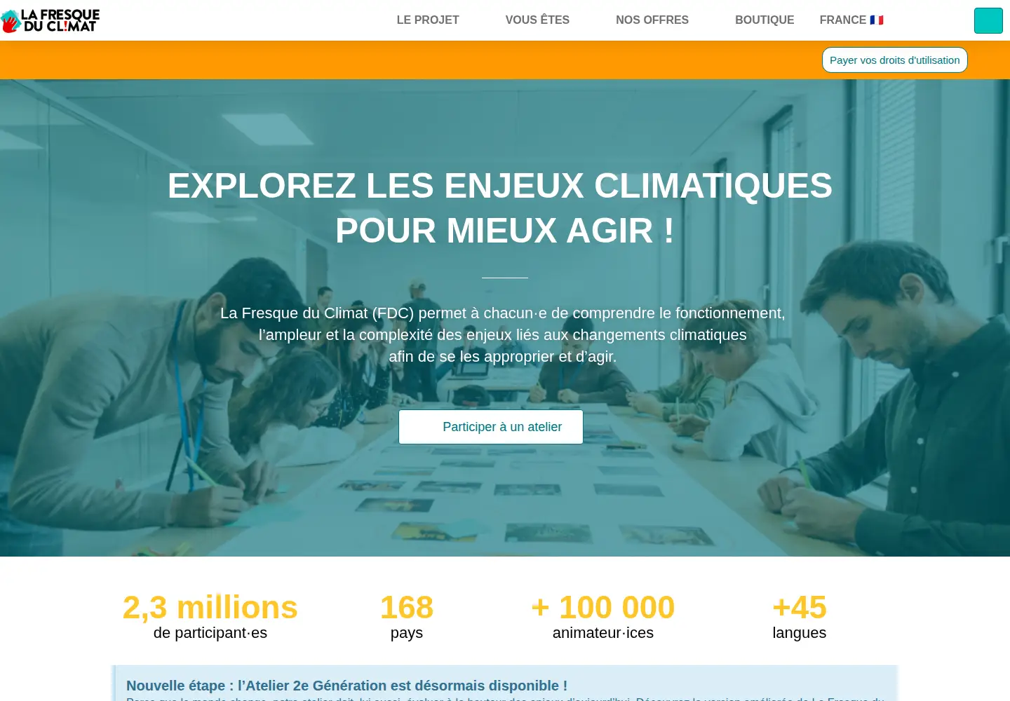 Captured homepage of fresqueduclimat.org in the current scan
