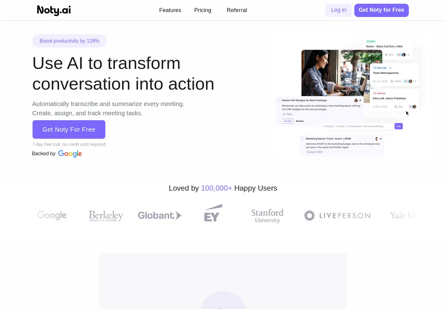 Screenshot of noty.ai