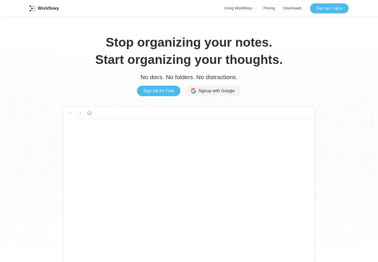 Screenshot of workflowy.com