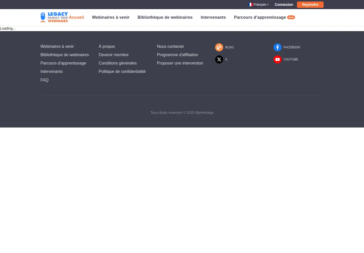 Captured homepage of familytreewebinars.com in the current scan