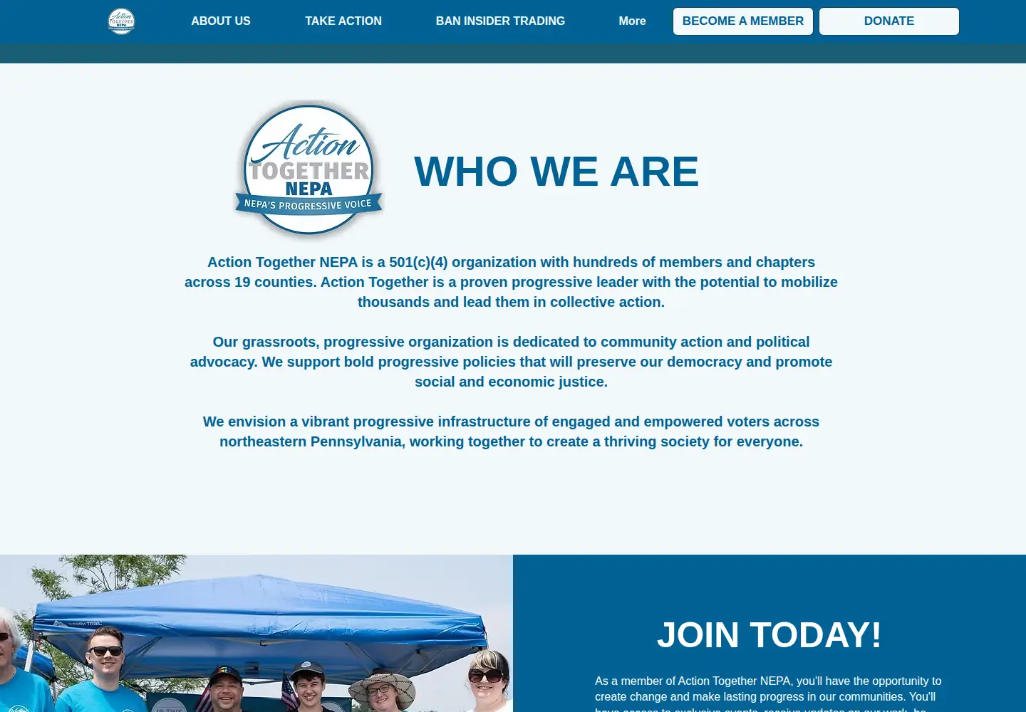 Screenshot of actiontogethernepa.org
