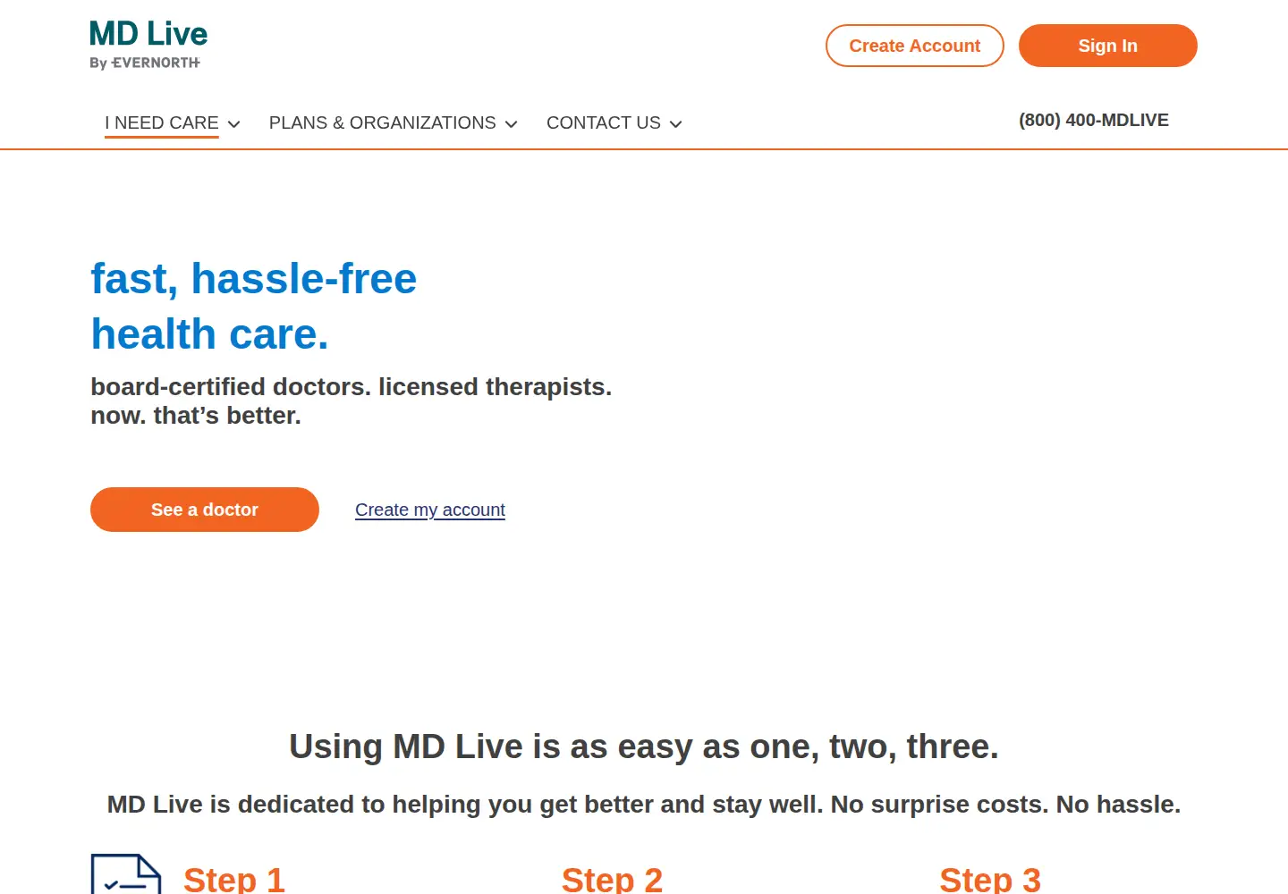Captured homepage of mdlive.com in the current scan