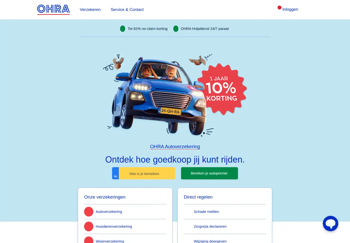 Screenshot of ohra.nl