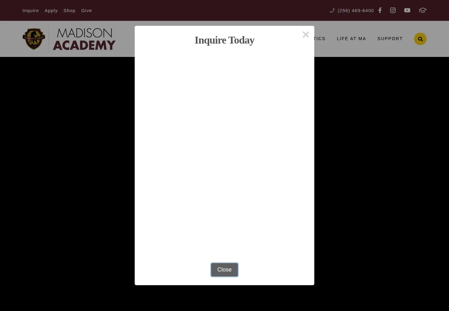 Captured homepage of macademy.org in the current scan