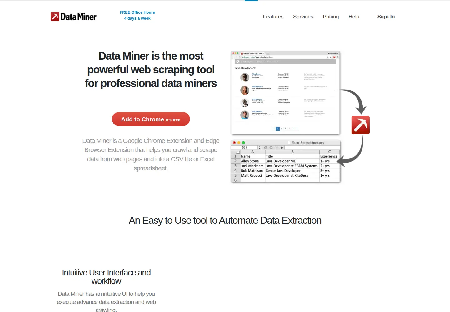 Screenshot of dataminer.io