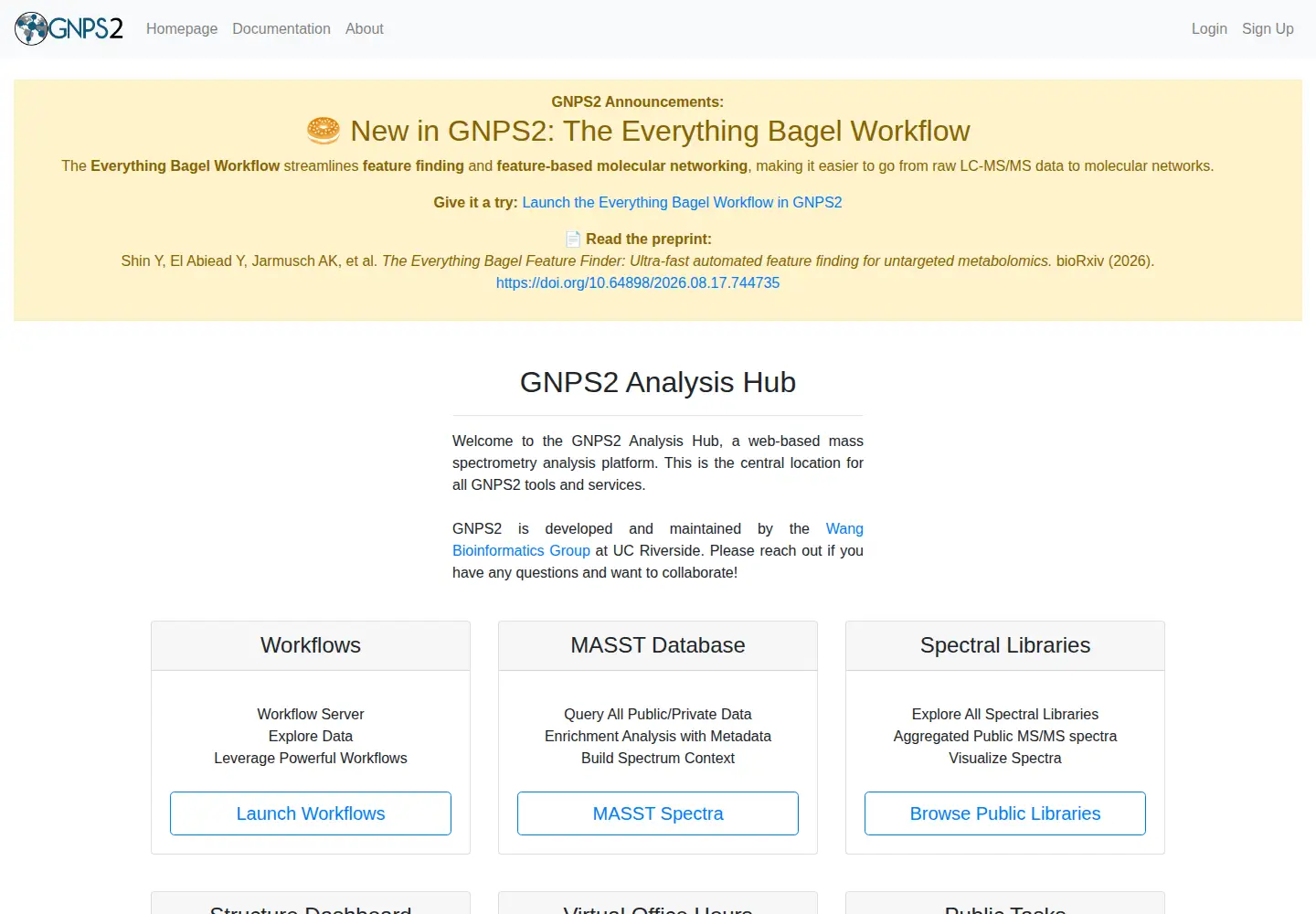 Captured homepage of gnps2.org in the current scan