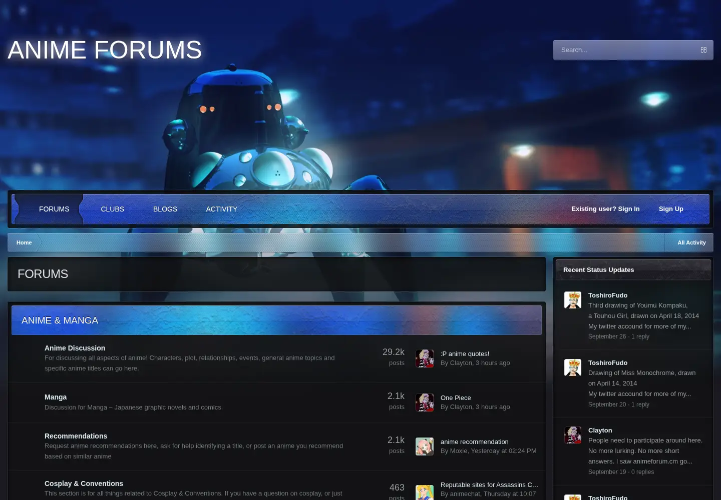 Screenshot of animeforums.net