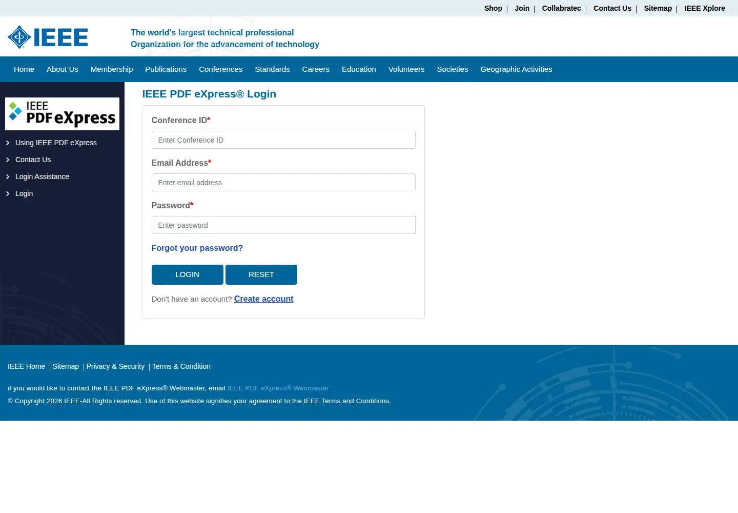 Captured homepage of ieee-pdf-express.org in the current scan
