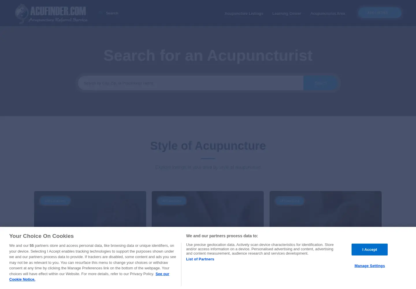 Screenshot of acufinder.com