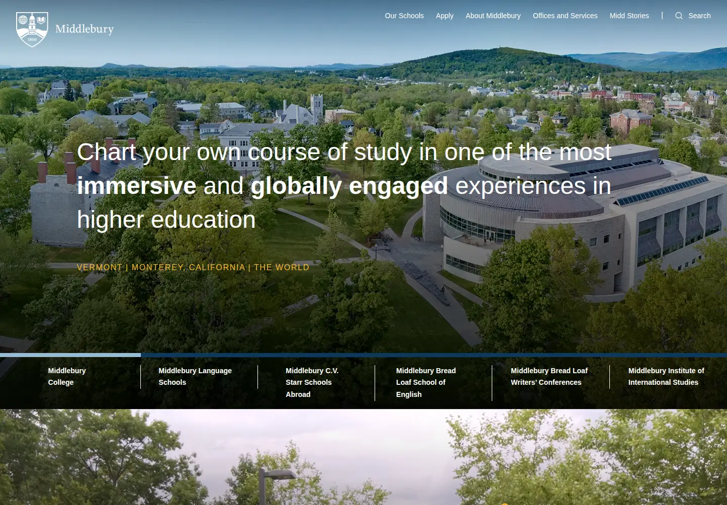 Screenshot of middlebury.edu