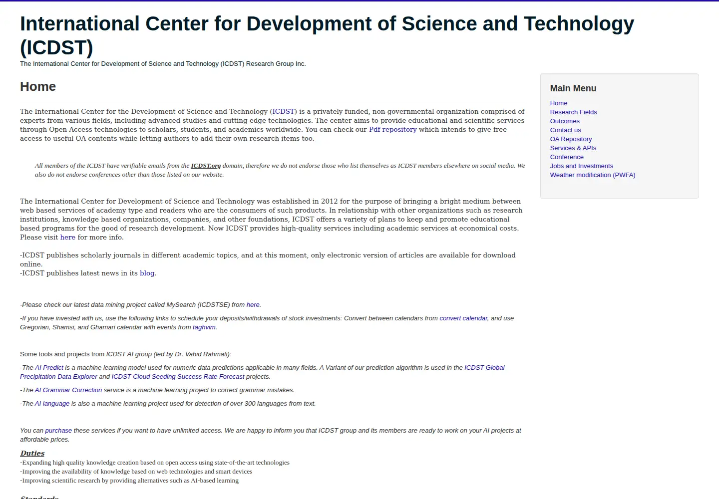 Screenshot of icdst.org