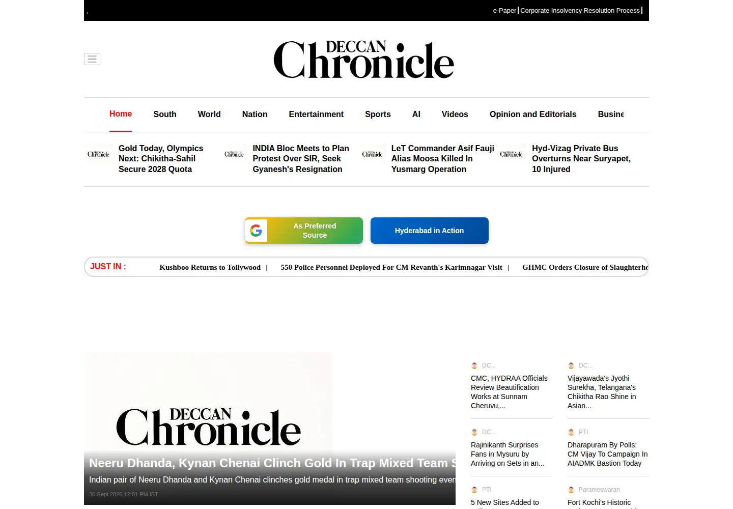 Screenshot of deccanchronicle.com