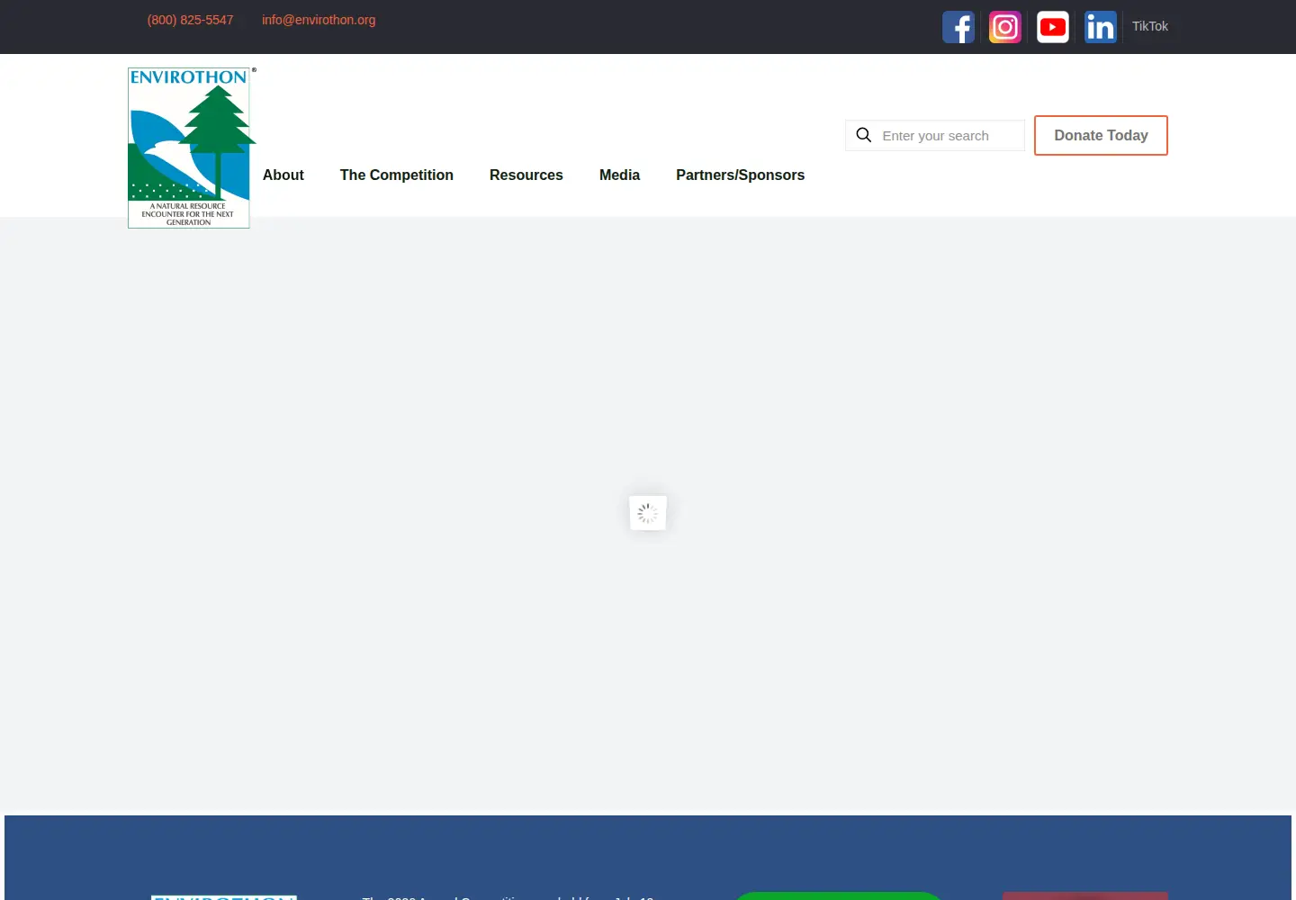 Captured homepage of envirothon.org in the current scan