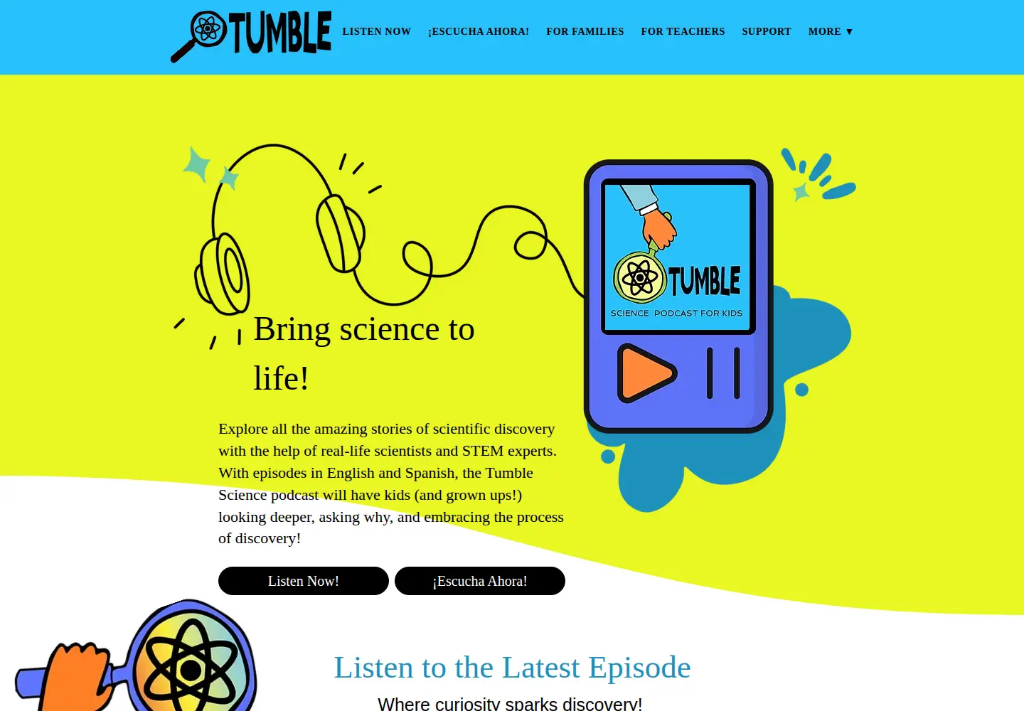 Captured homepage of sciencepodcastforkids.com in the current scan