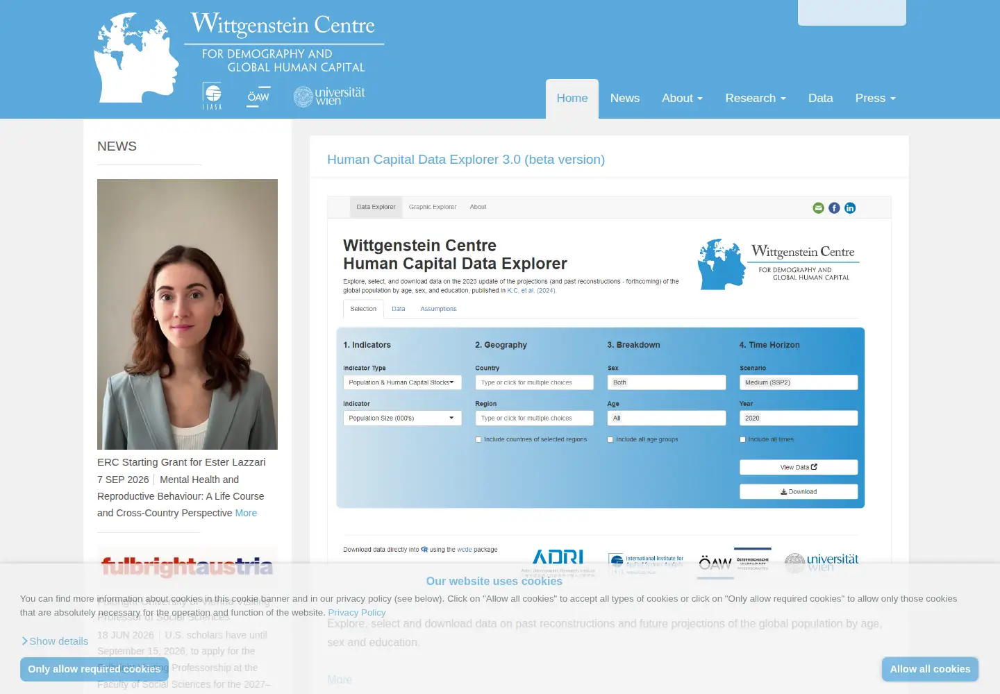 Screenshot of wittgensteincentre.org