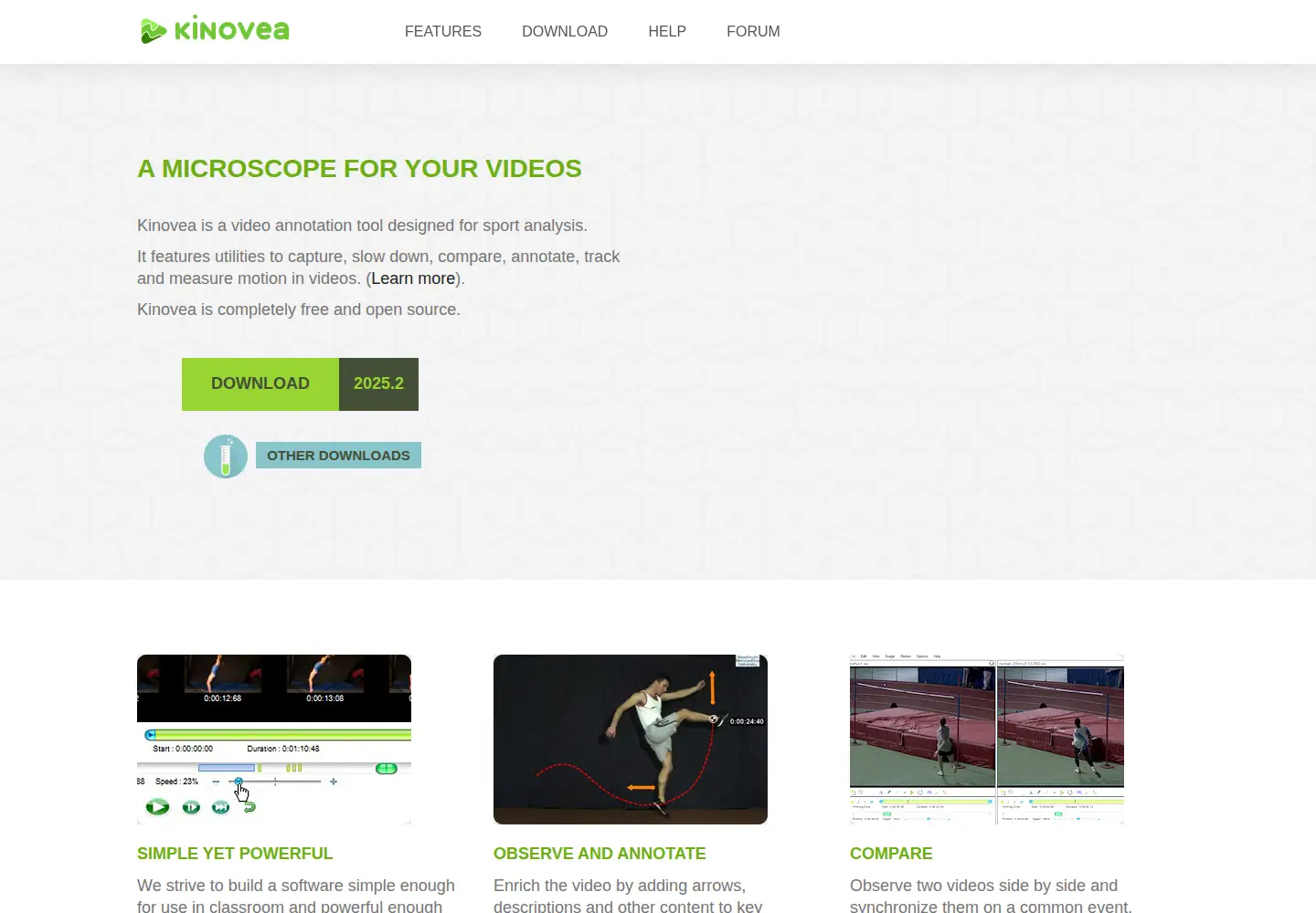 Captured homepage of kinovea.org in the current scan