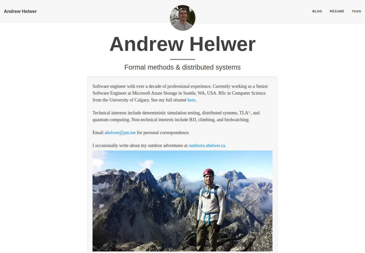 Screenshot of ahelwer.ca