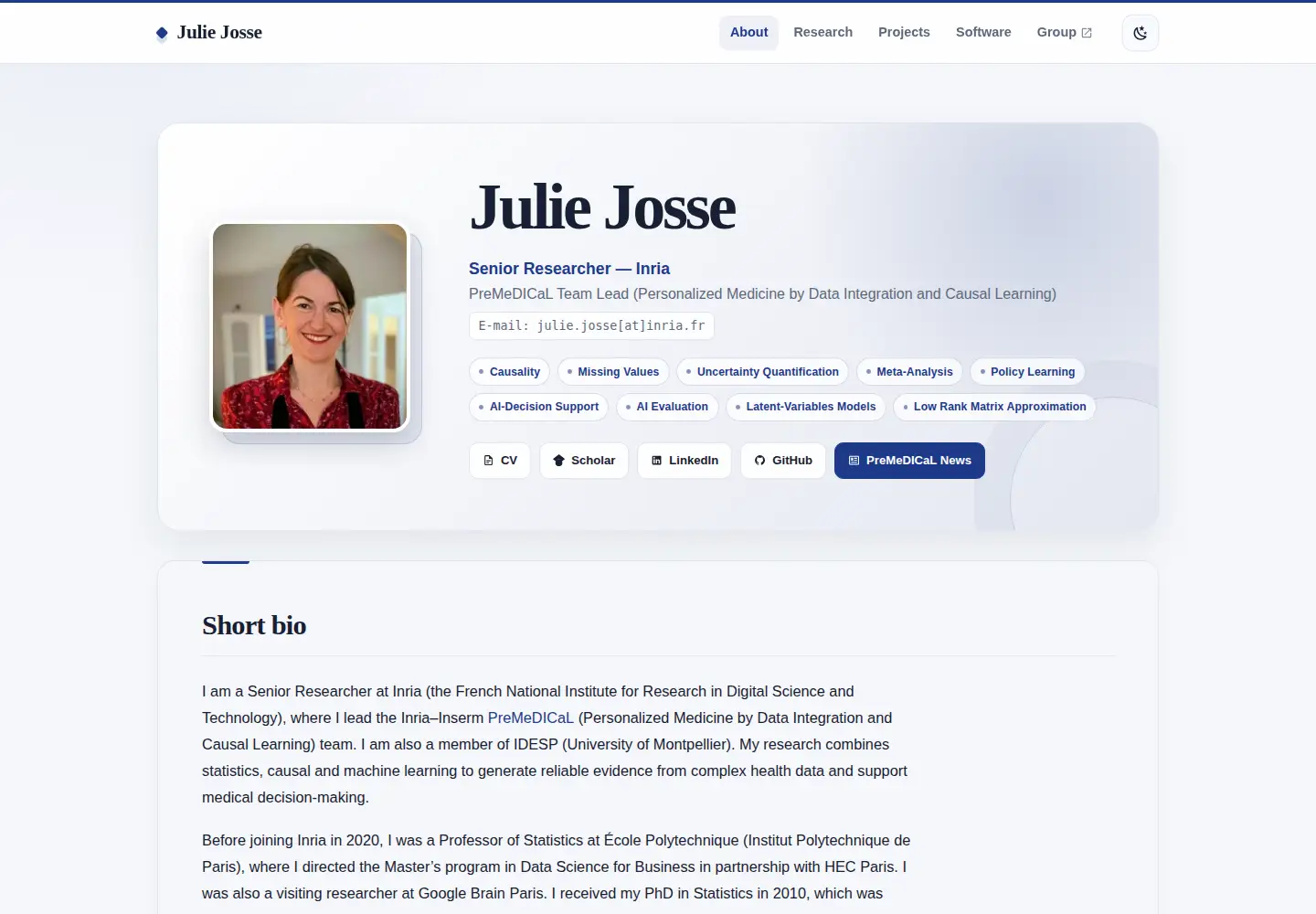Screenshot of juliejosse.com