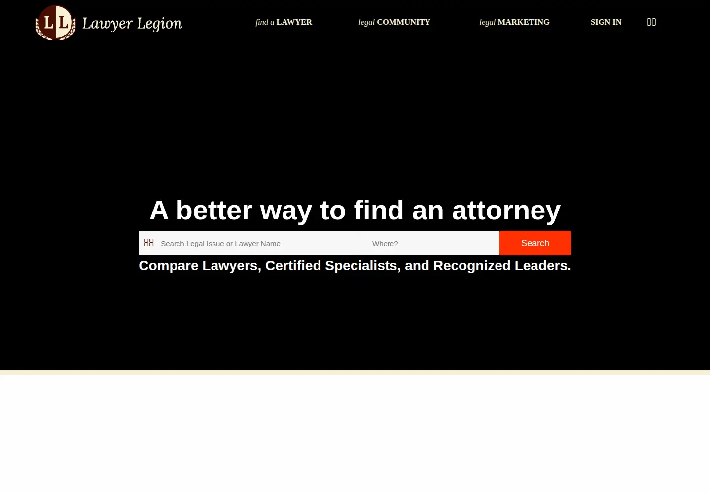 Captured homepage of lawyerlegion.com in the current scan
