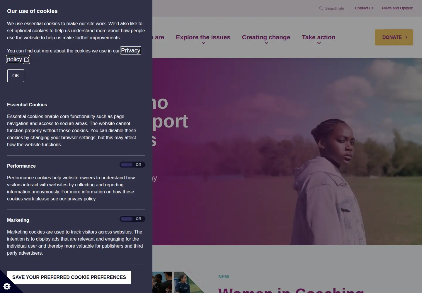 Screenshot of womeninsport.org