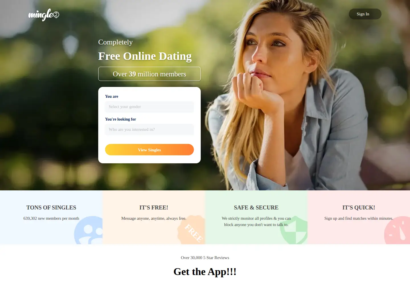 Screenshot of mingle2.com