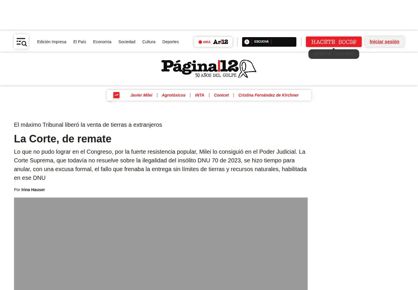 Screenshot of pagina12.com.ar