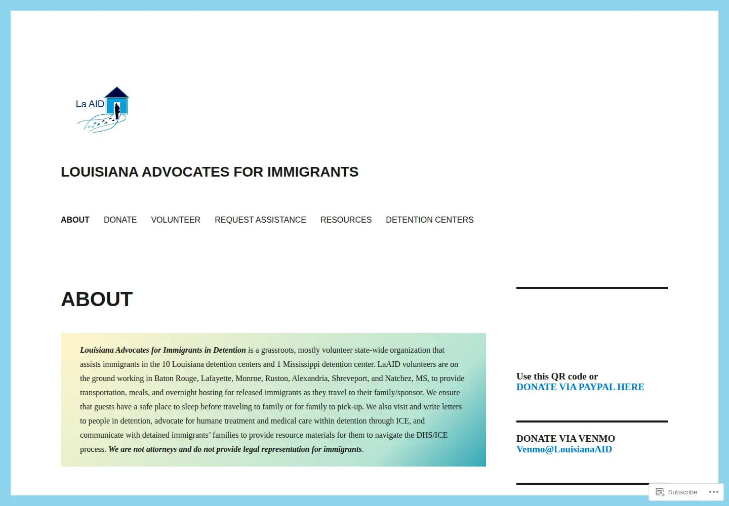 Captured homepage of laaid.org in the current scan