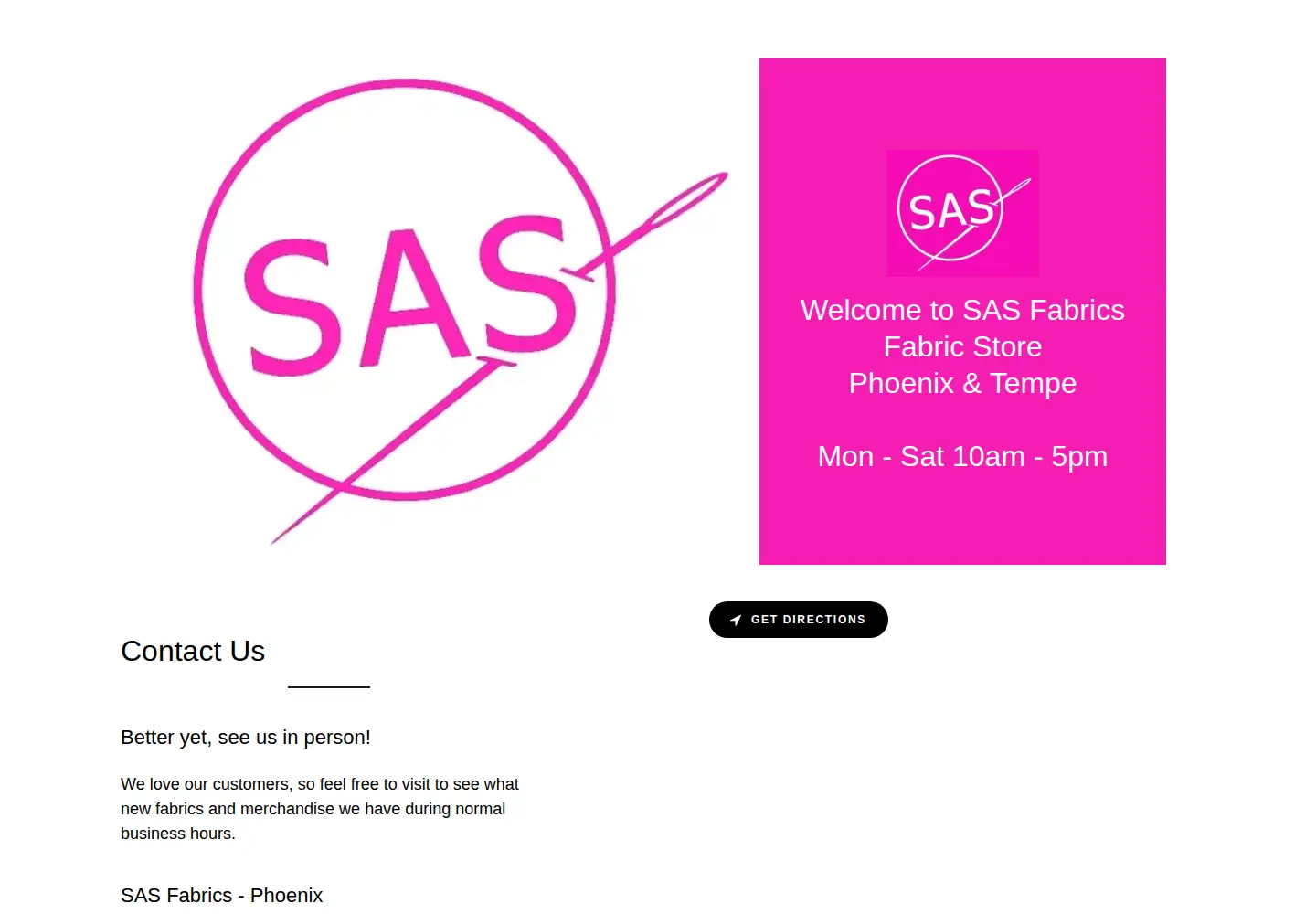 Screenshot of sasfabrics.com