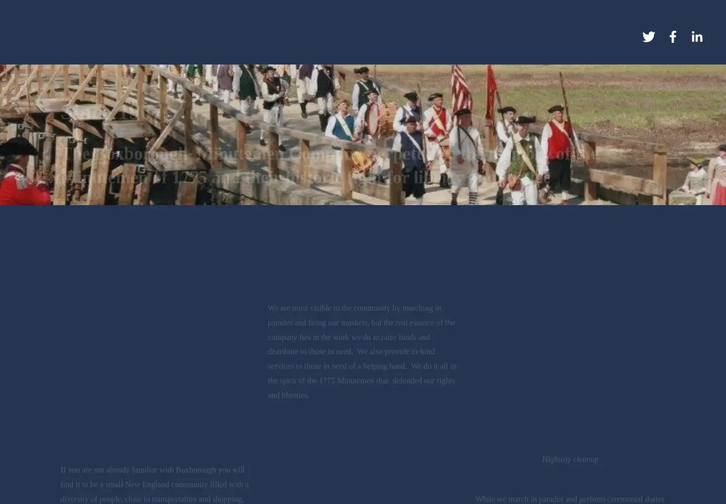 Captured homepage of boxboroughminutemen.org in the current scan