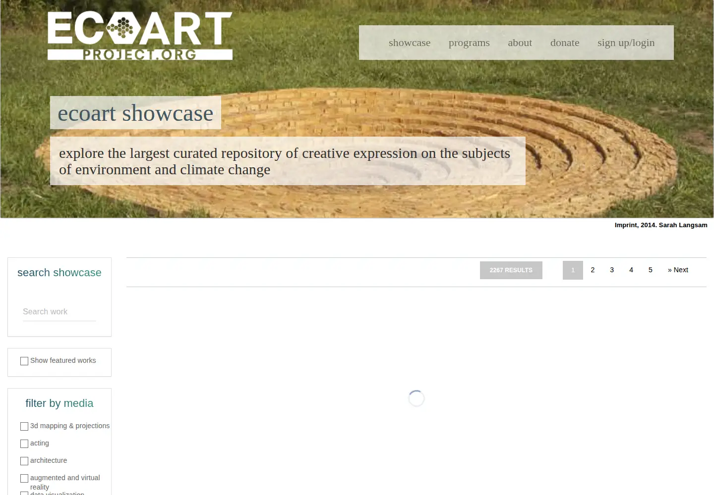 Screenshot of ecoartdatabase.org