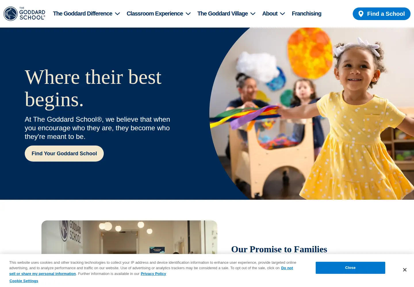 Captured homepage of goddardschool.com in the current scan