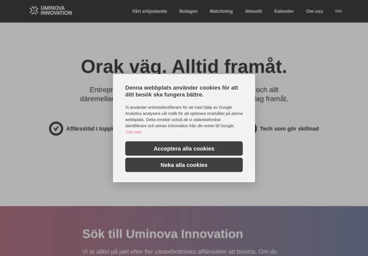 Screenshot of uminovainnovation.se