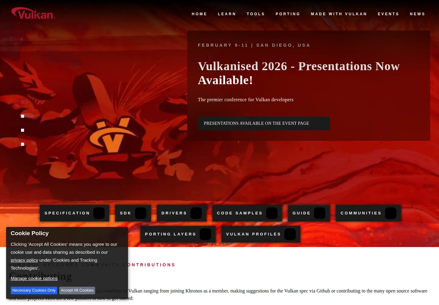 Screenshot of vulkan.org