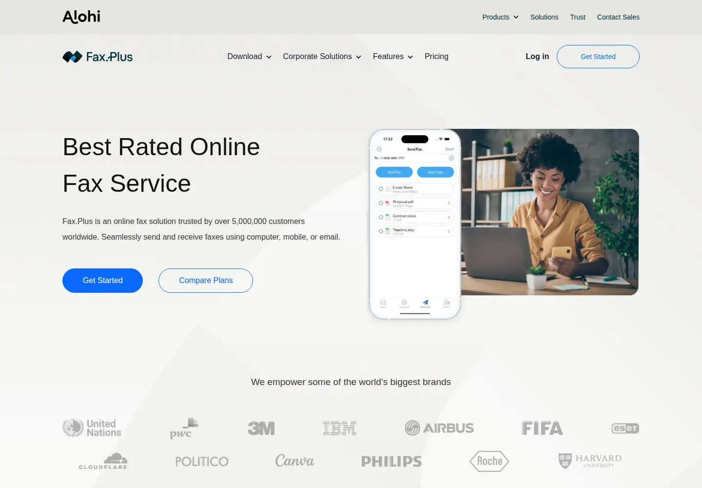 Screenshot of fax.plus