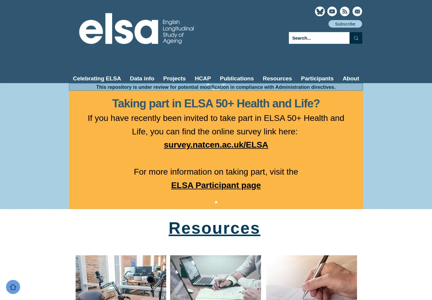 Captured homepage of elsa-project.ac.uk in the current scan