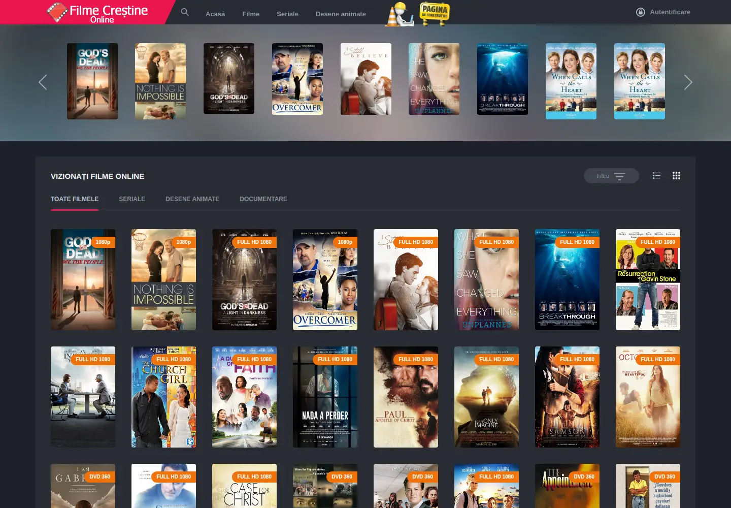 Captured homepage of filmecrestineonline.com in the current scan