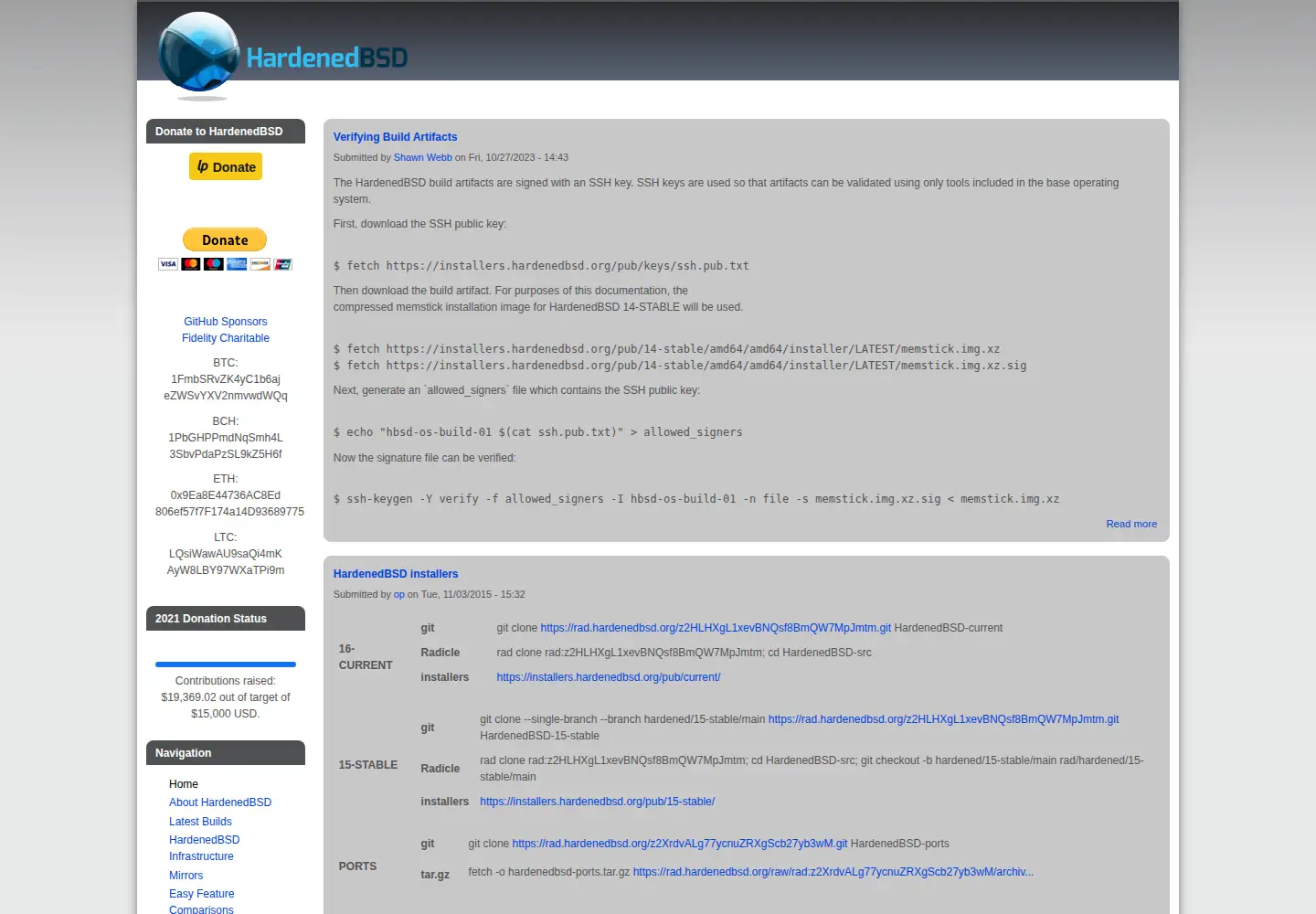 Screenshot of hardenedbsd.org