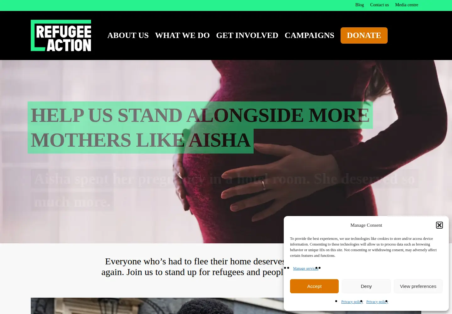 Captured homepage of refugee-action.org.uk in the current scan