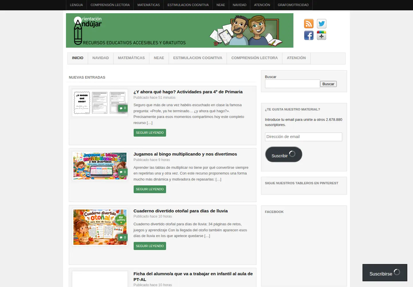 Captured homepage of orientacionandujar.es in the current scan
