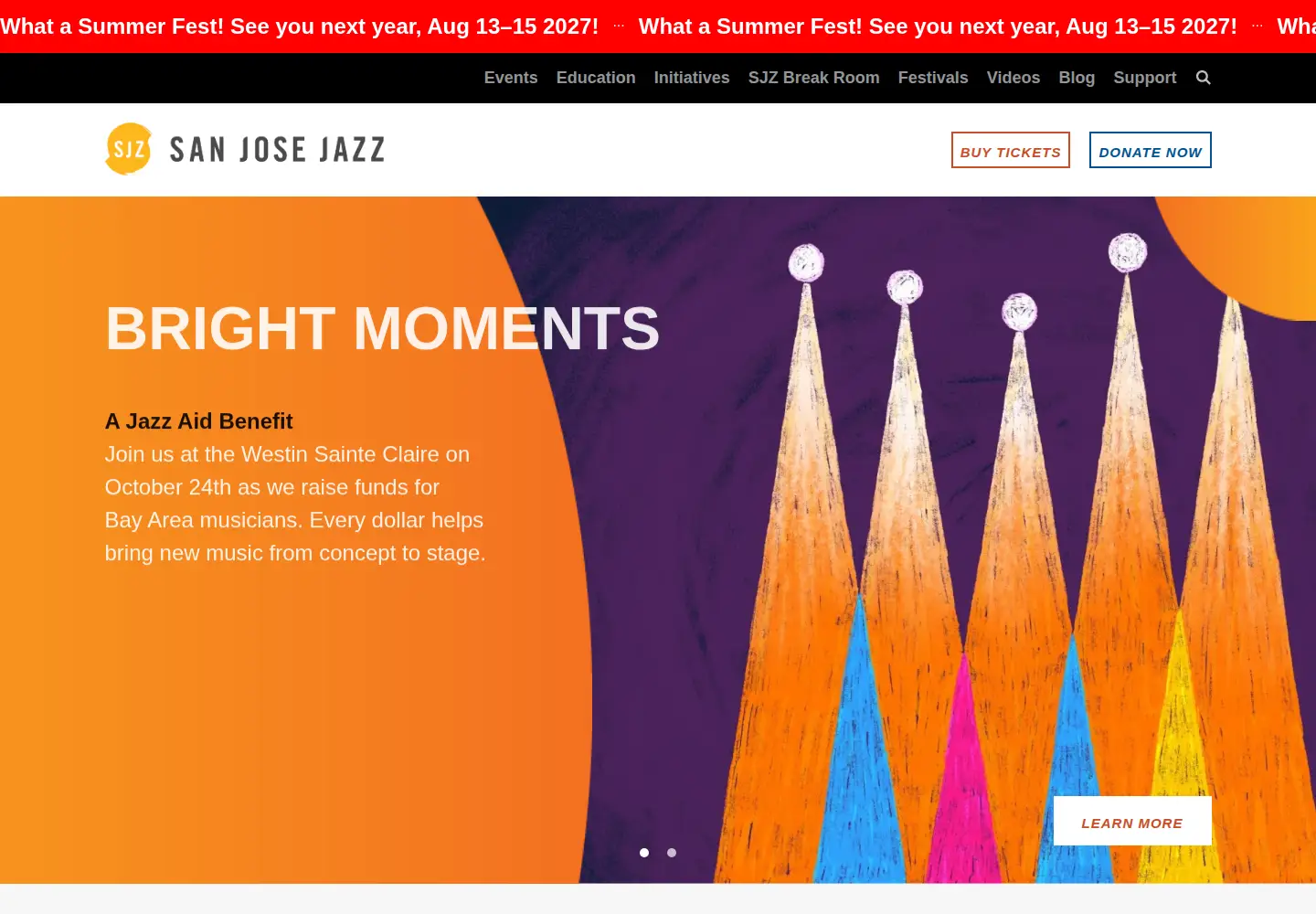 Screenshot of sanjosejazz.org