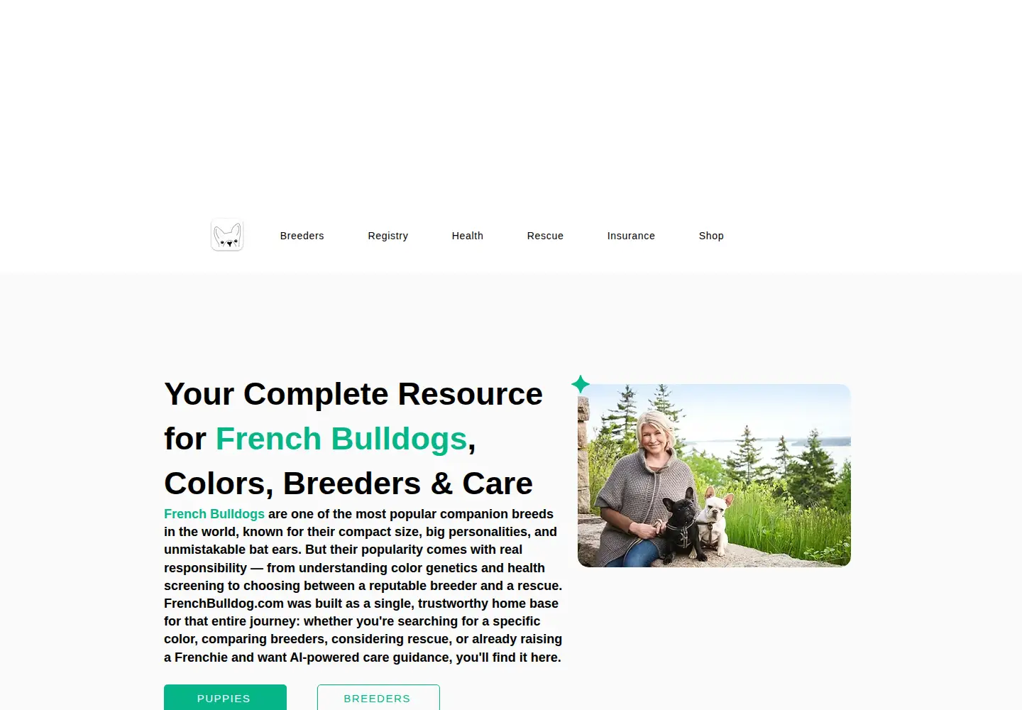Captured homepage of frenchbulldog.com in the current scan