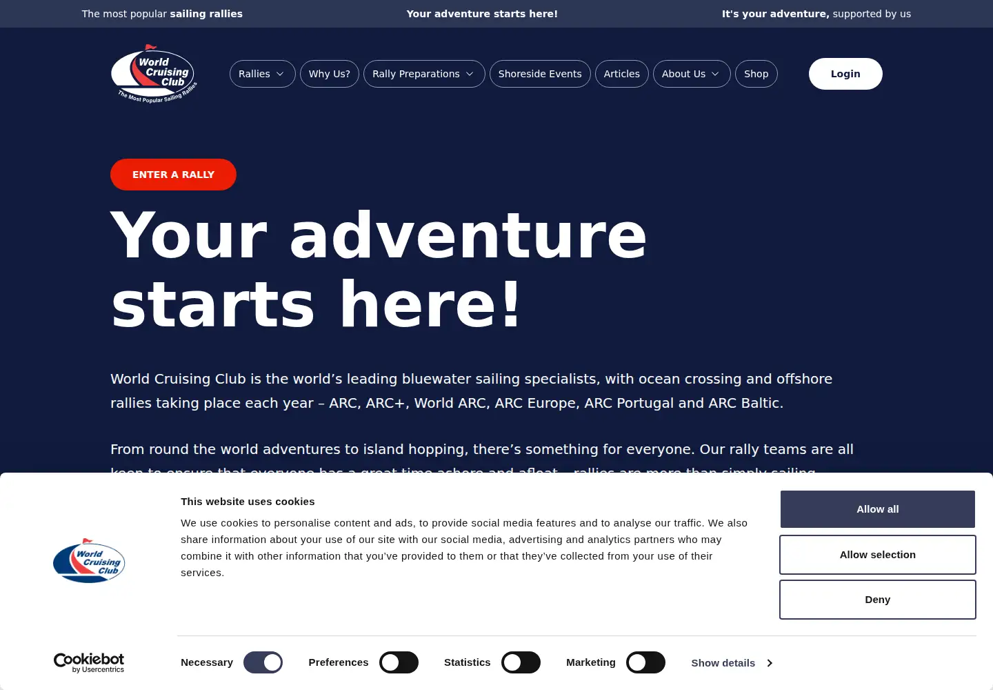 Captured homepage of worldcruising.com in the current scan